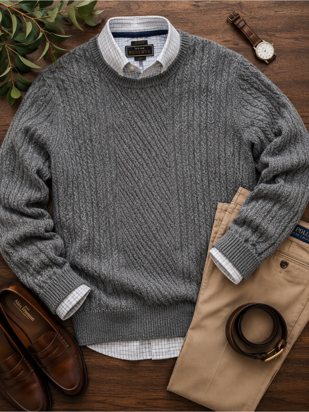 Jos. A. Bank Gray 100% Cashmere Knit Crewneck Sweater